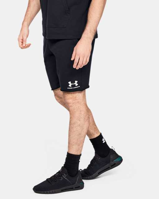 Black Sports Under Armour Mens Sportstyle Terry Shorts Pants Trousers Bottoms 